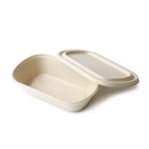 Oval bagasse container